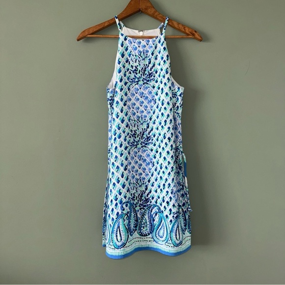 Lilly Pulitzer Dresses & Skirts - Lilly Pulitzer Pearl Romper Dress Side Slits in Blue Paisley Pineapple Size 00